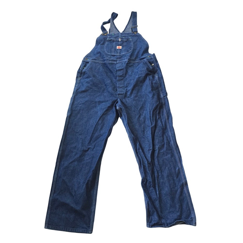Red Kap Mens Denim Bib Overalls Dark Wash Workwear 48x32 BD10DN Utility Pants